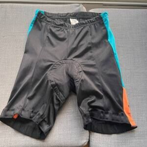 Bellwether Cycling Shorts Womens Size Medium Black Blue Orange Padded Nylon